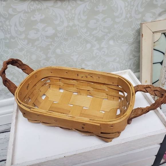 Peterboro Basket Co Rectangular Braided Leather Handles USA - Picture 4 of 10